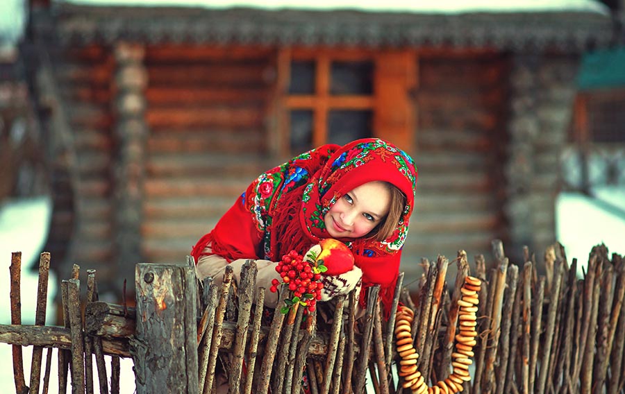 Sexy girl Women in Slavic costumes in Tianjin